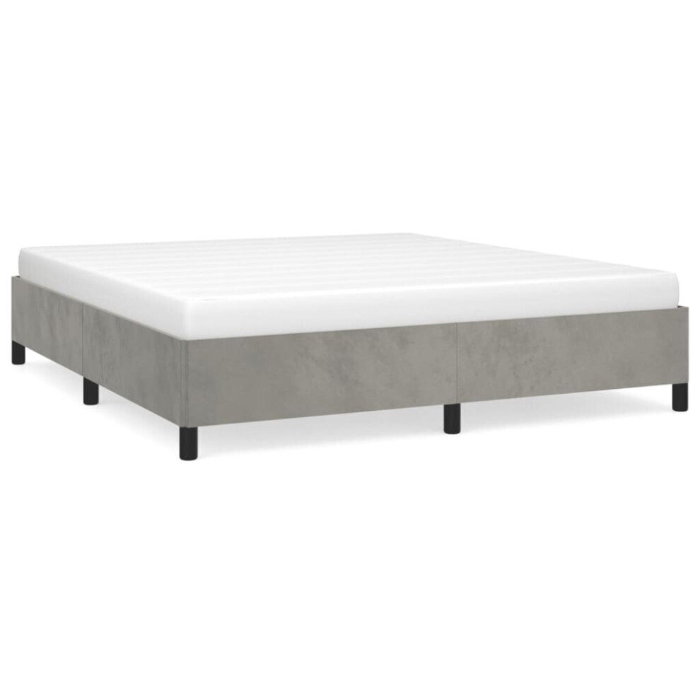 Vidaxl (Light Grey, 35 Cm/ 4Ft6 Double) Bed Frame Mattress Foundation Bedroom Upholstered Bed Bedstead Velvet