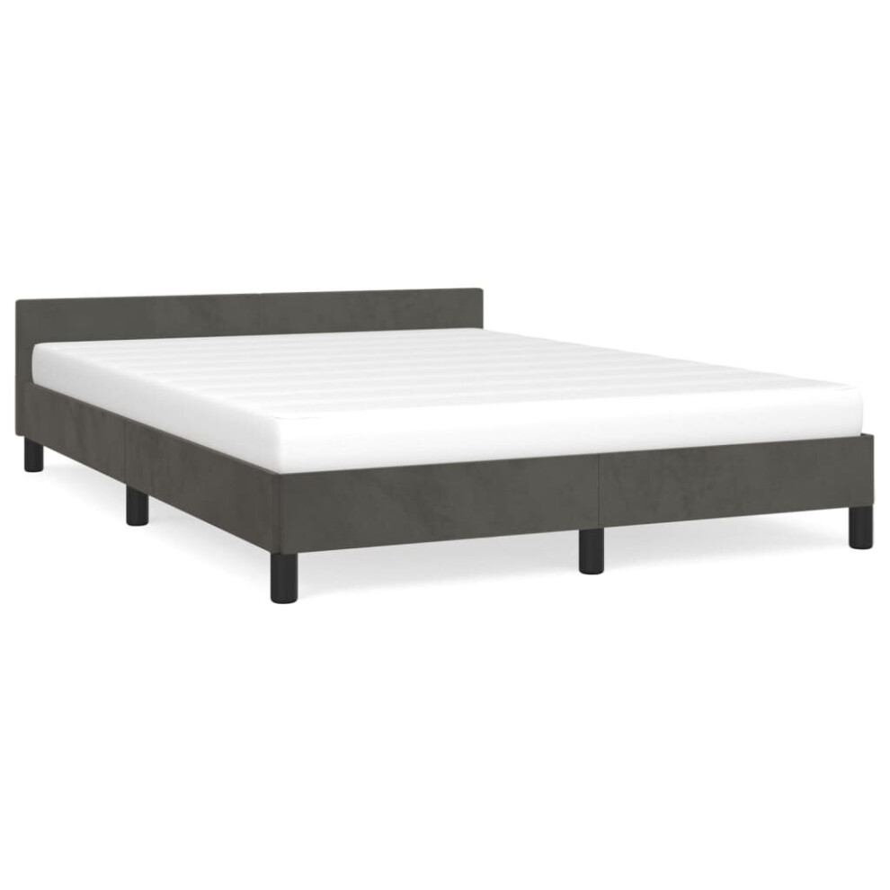 Vidaxl (Dark Grey, 6Ft Super King Size) Bed Frame With Headboard Velvet Bed Base Multi Colours Multi Sizes
