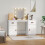 VidaXL (white) vidaXL Solid Wood Pine Dressing Table Set with LED Vanity Desk Multi Colours 3