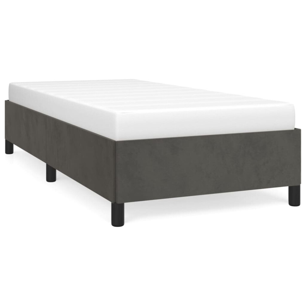 Vidaxl (Dark Grey, 35 Cm/ 3Ft Single) Bed Frame Mattress Foundation Bedroom Upholstered Bed Bedstead Velvet