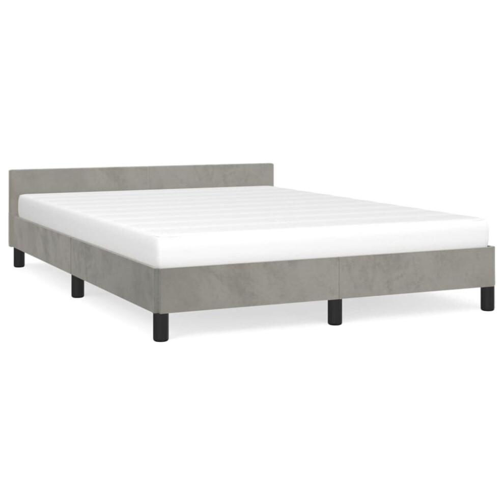 Vidaxl (Light Grey, 6Ft Super King Size) Bed Frame With Headboard Velvet Bed Base Multi Colours Multi Sizes