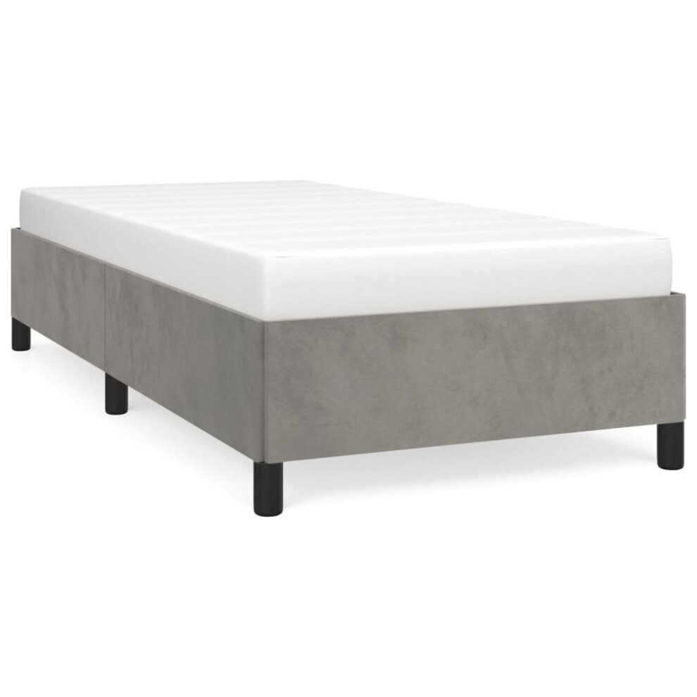 (light grey, 35 cm/ 3ft single) vidaXL Bed Frame Mattress Foundation Bedroom Upholstered Bed Bedstead Velvet