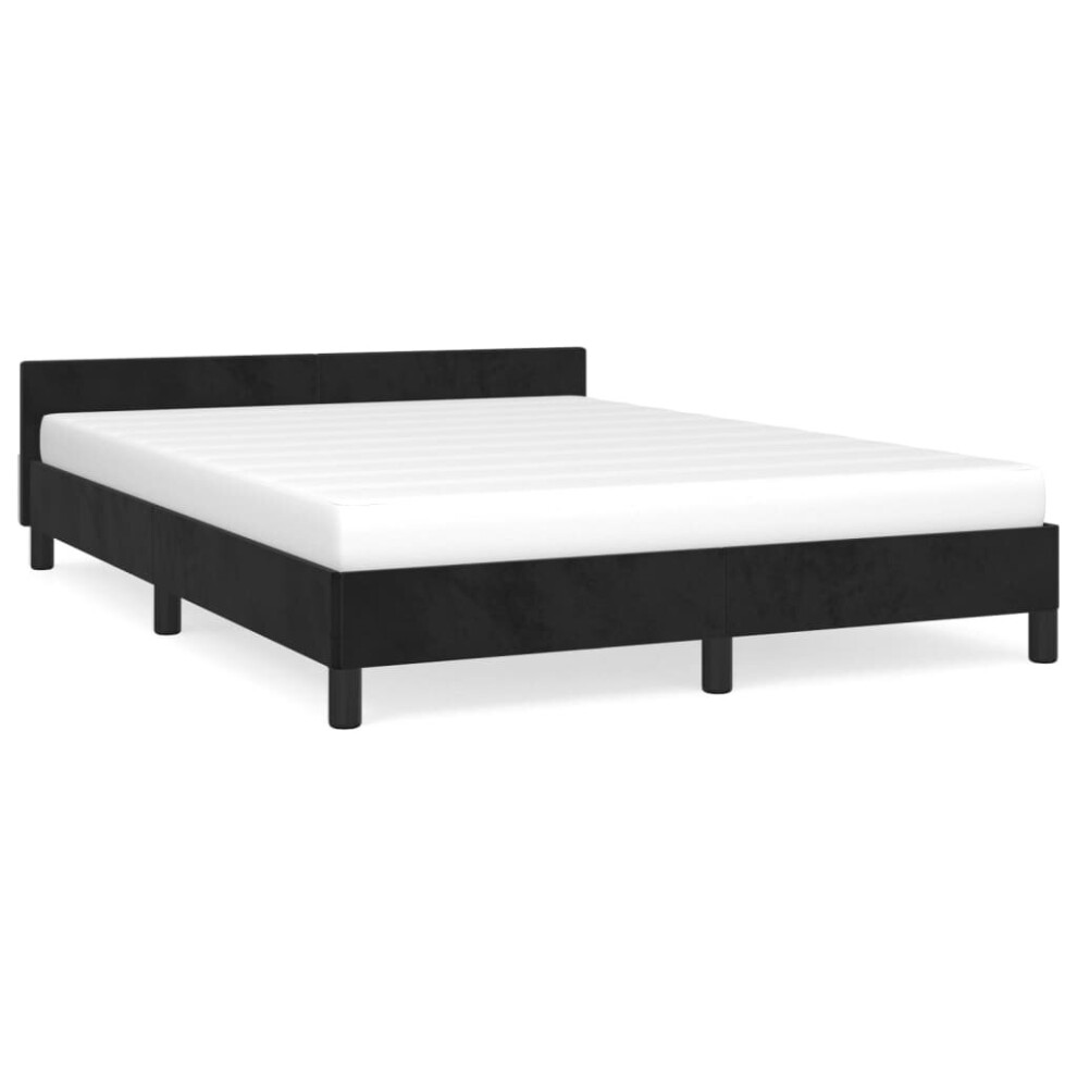 Vidaxl (Black, 4Ft6 Double) Bed Frame With Headboard Velvet Bed Base Multi Colours Multi Sizes