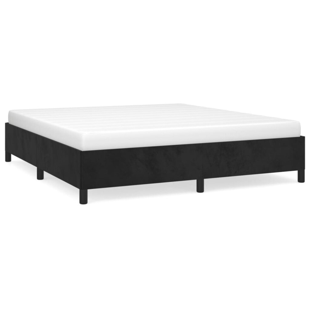 Vidaxl Black (, 35 Cm/ 6Ft Super King Size) Bed Frame Mattress Foundation Bedroom Upholstered Bed Bedstead Velvet