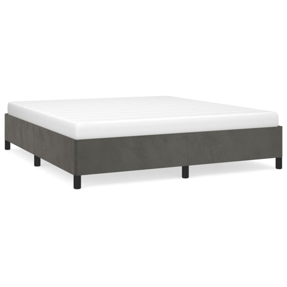 Vidaxl (Dark Grey, 35 Cm/ 6Ft Super King Size) Bed Frame Mattress Foundation Bedroom Upholstered Bed Bedstead Velvet