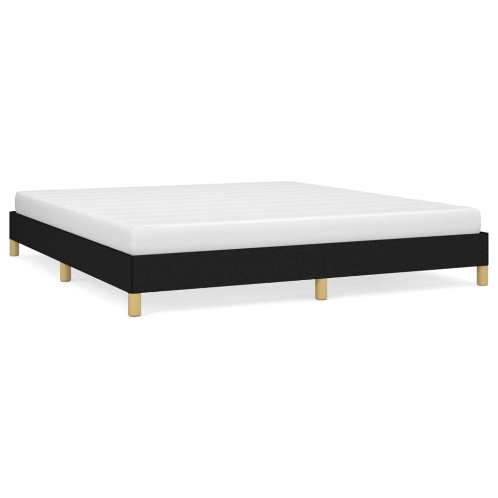 Vidaxl (Black, 25 Cm/ 6Ft Super King Size) Bed Frame Mattress Foundation Bedroom Upholstered Bed Bedstead Fabric