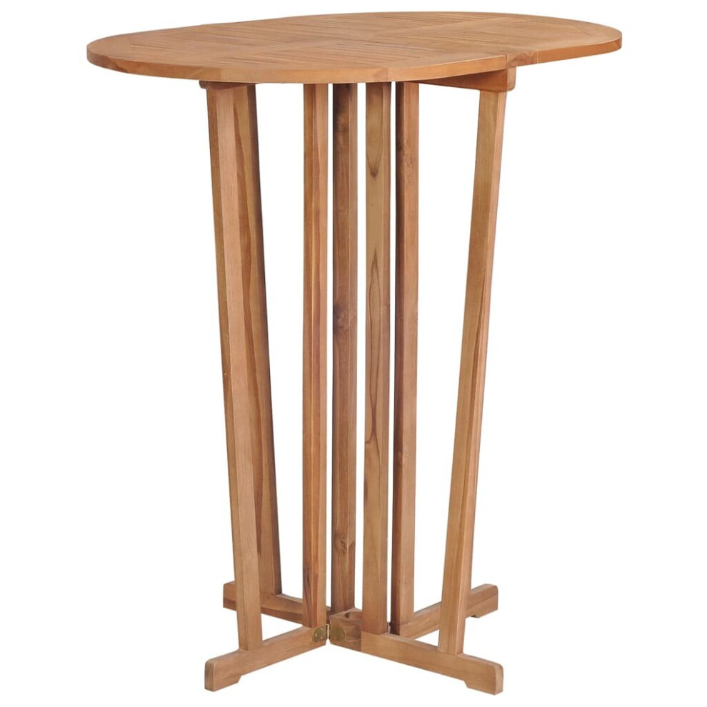 vidaXL Solid Wood Teak Folding Bar Table Wooden Party Bistro Standing Table