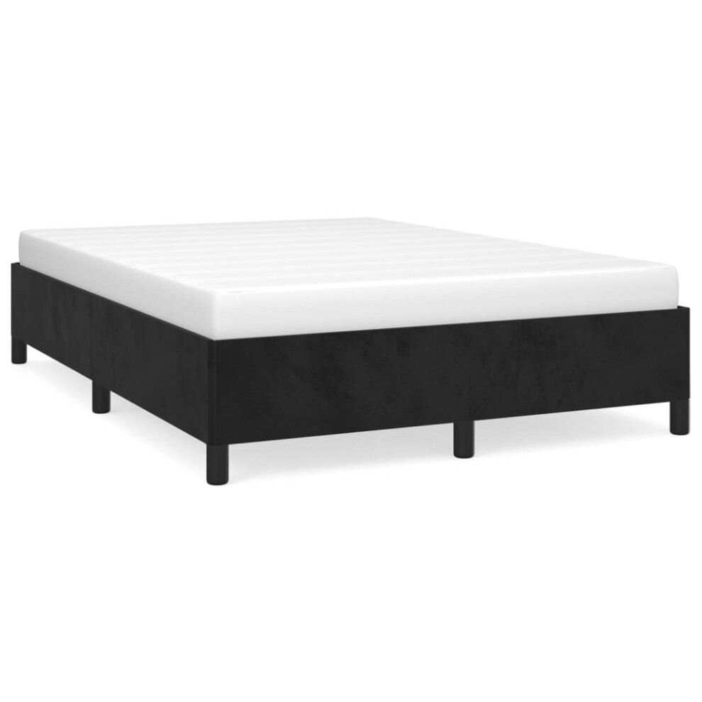 Vidaxl (Black, 35 Cm/ 4Ft6 Double) Bed Frame Mattress Foundation Bedroom Upholstered Bed Bedstead Velvet