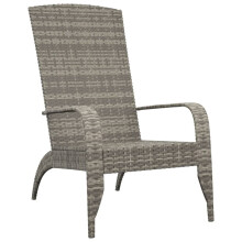 (grey) vidaXL Garden Adirondack Chair Outdoor Chair Sun Lounger Armchair Poly Rattan