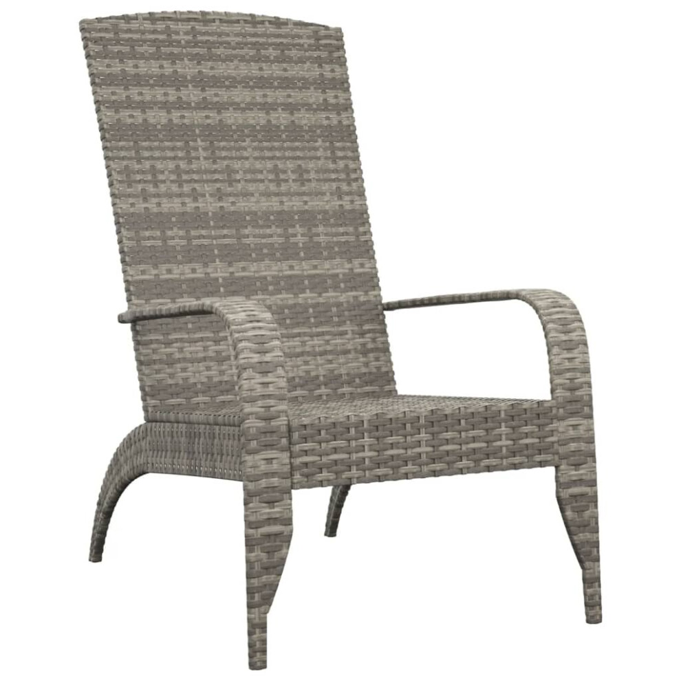 Vidaxl (Grey) Garden Adirondack Chair Outdoor Chair Sun Lounger Armchair Poly Rattan Grey