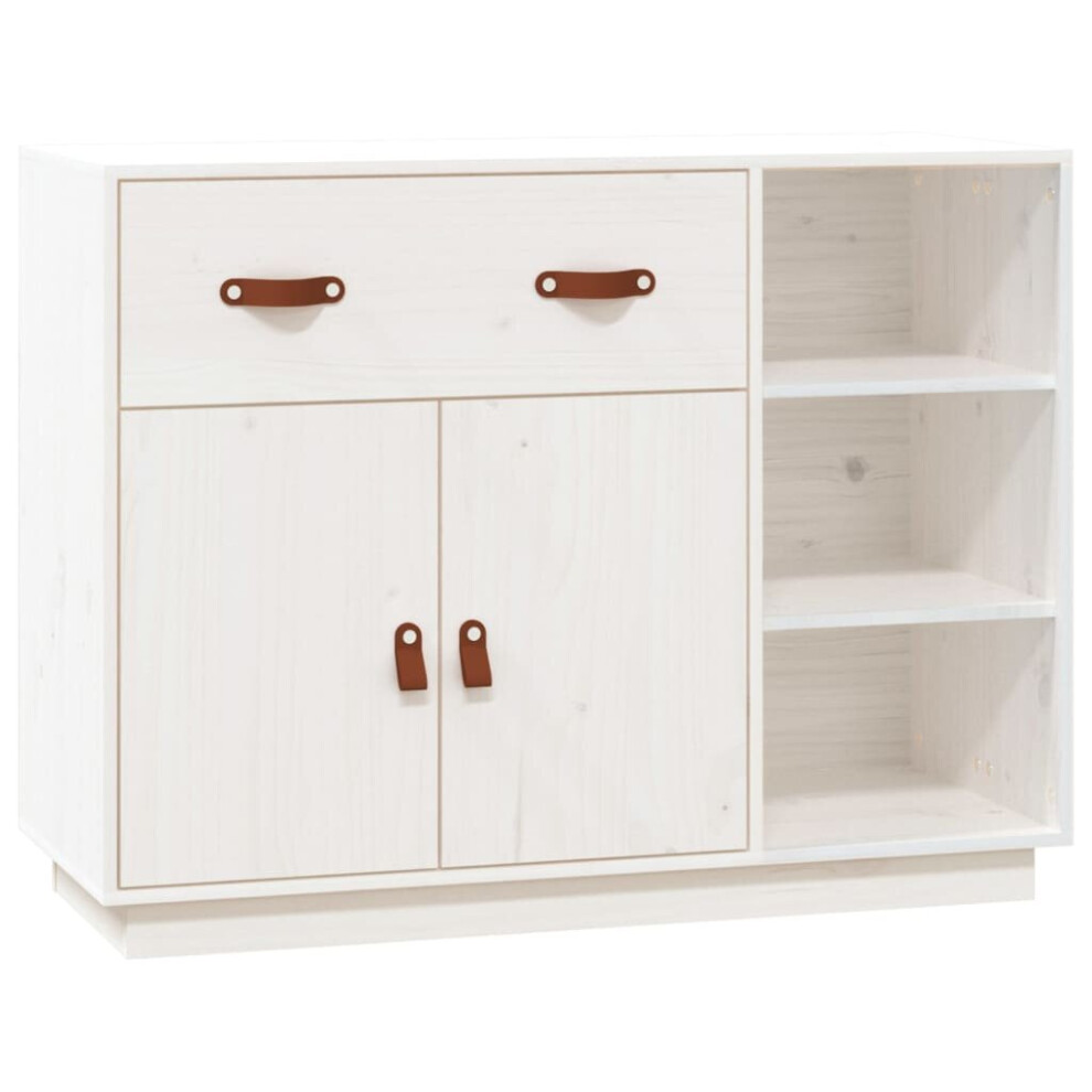 (white) vidaXL Solid Wood Pine Sideboard Home Organiser Side Cabinet Multi Colours