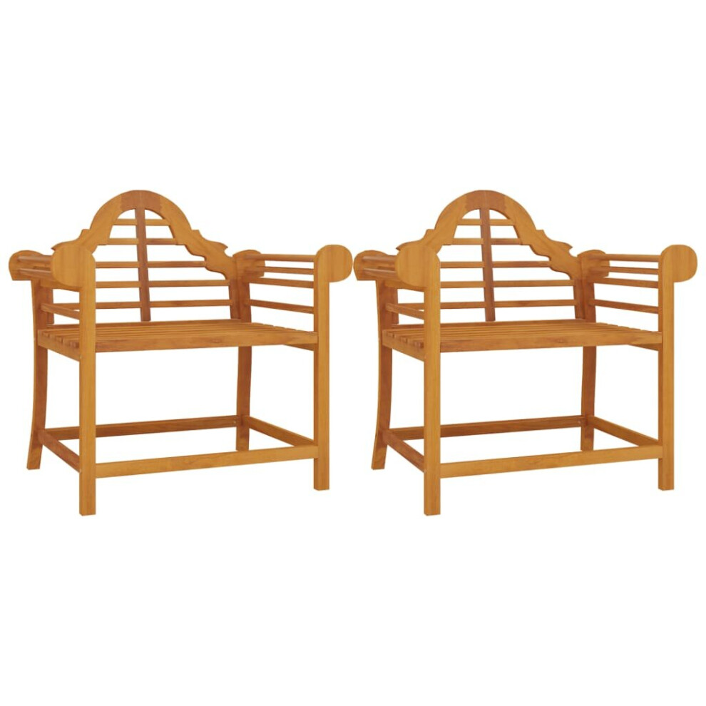 vidaXL 2x Garden Chairs 91x62x94 Cm Solid Wood Teak Outdoor Wooden Patio Chair