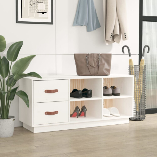 VidaXL (white) vidaXL Solid Wood Pine Shoe Bench Shoe Storage Cabinet Unit Rack Multi Colours 2