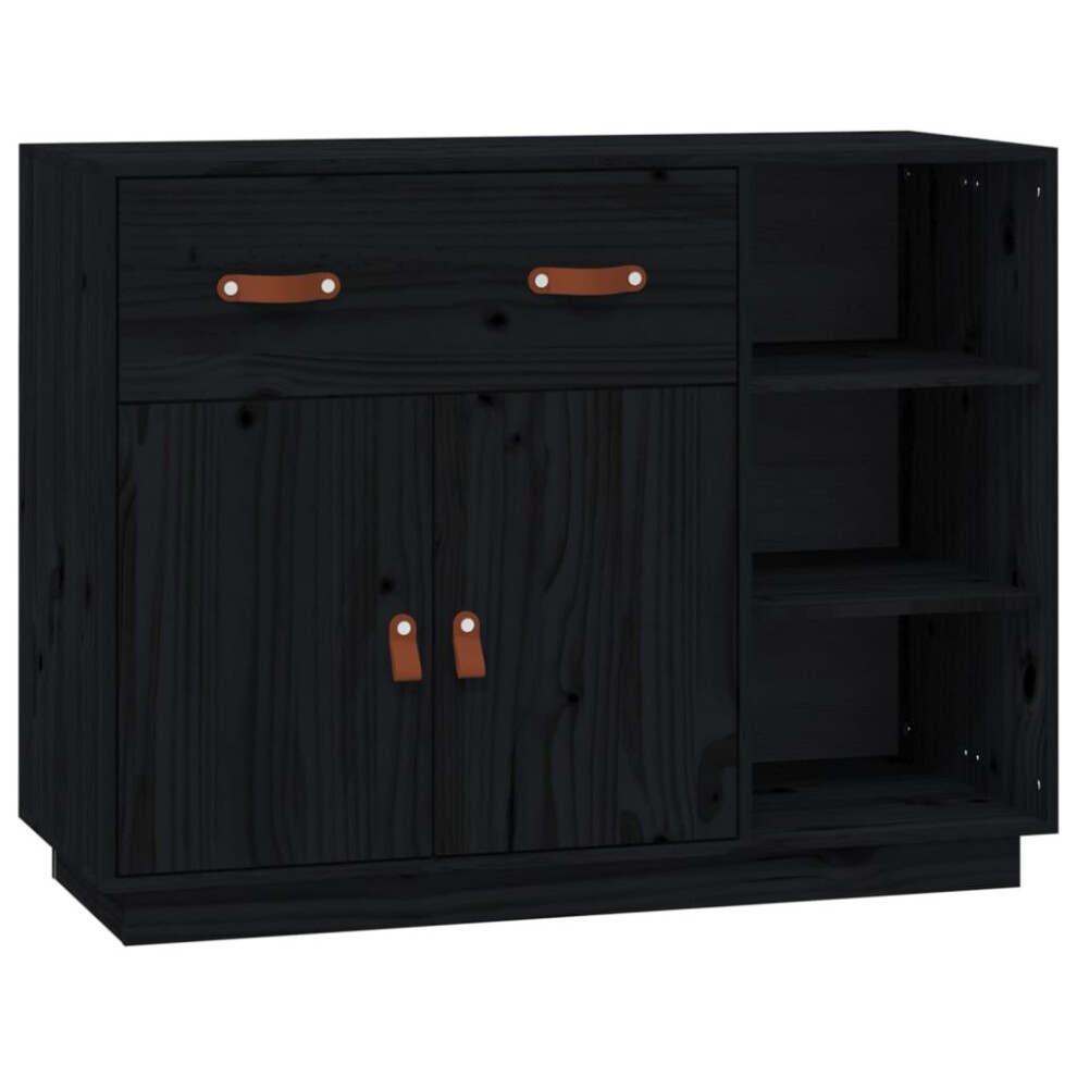 (black) vidaXL Solid Wood Pine Sideboard Home Organiser Side Cabinet Multi Colours