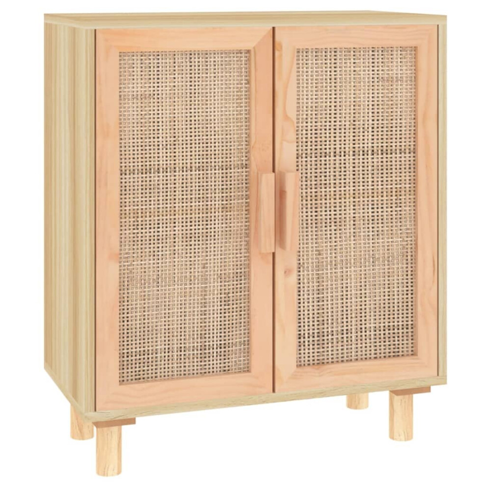 Vidaxl (Brown) Sideboard Storage Cabinet Cupboard Solid Wood Pine And Natural Rattan