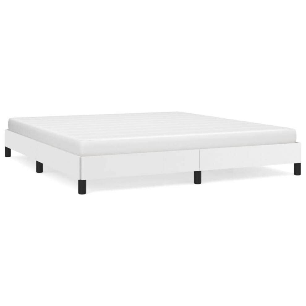 (white, 25 cm/ 6ft super king size) vidaXL Bed Frame Mattress Foundation Upholstered Bed Bedstead Faux Leather