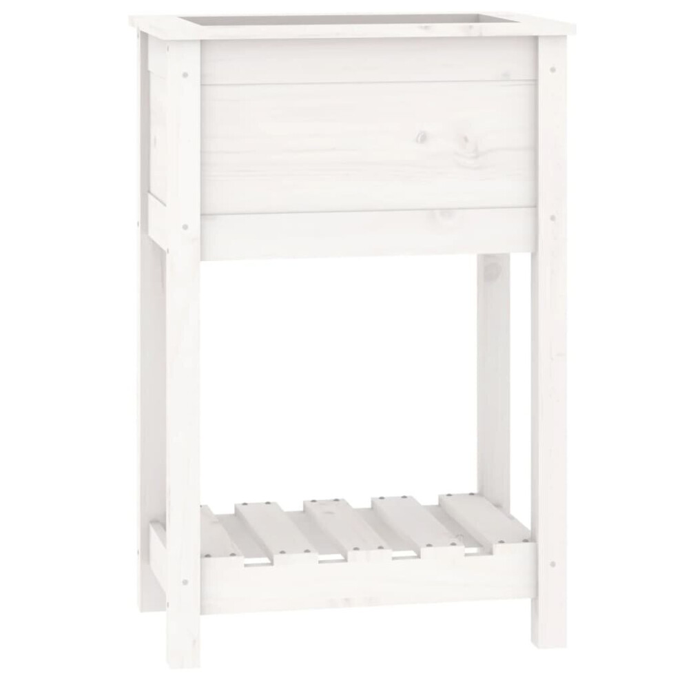 (white, 54 x 34.5 x 81 cm) vidaXL Solid Wood Pine Planter with Shelf Plant Raised Bed Multi Colours/Sizes