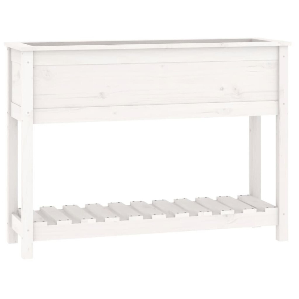 (white, 111.5 X 34.5 X 81 cm) vidaXL Solid Wood Pine Planter With Shelf Plant Raised Bed Multi Colours/Sizes