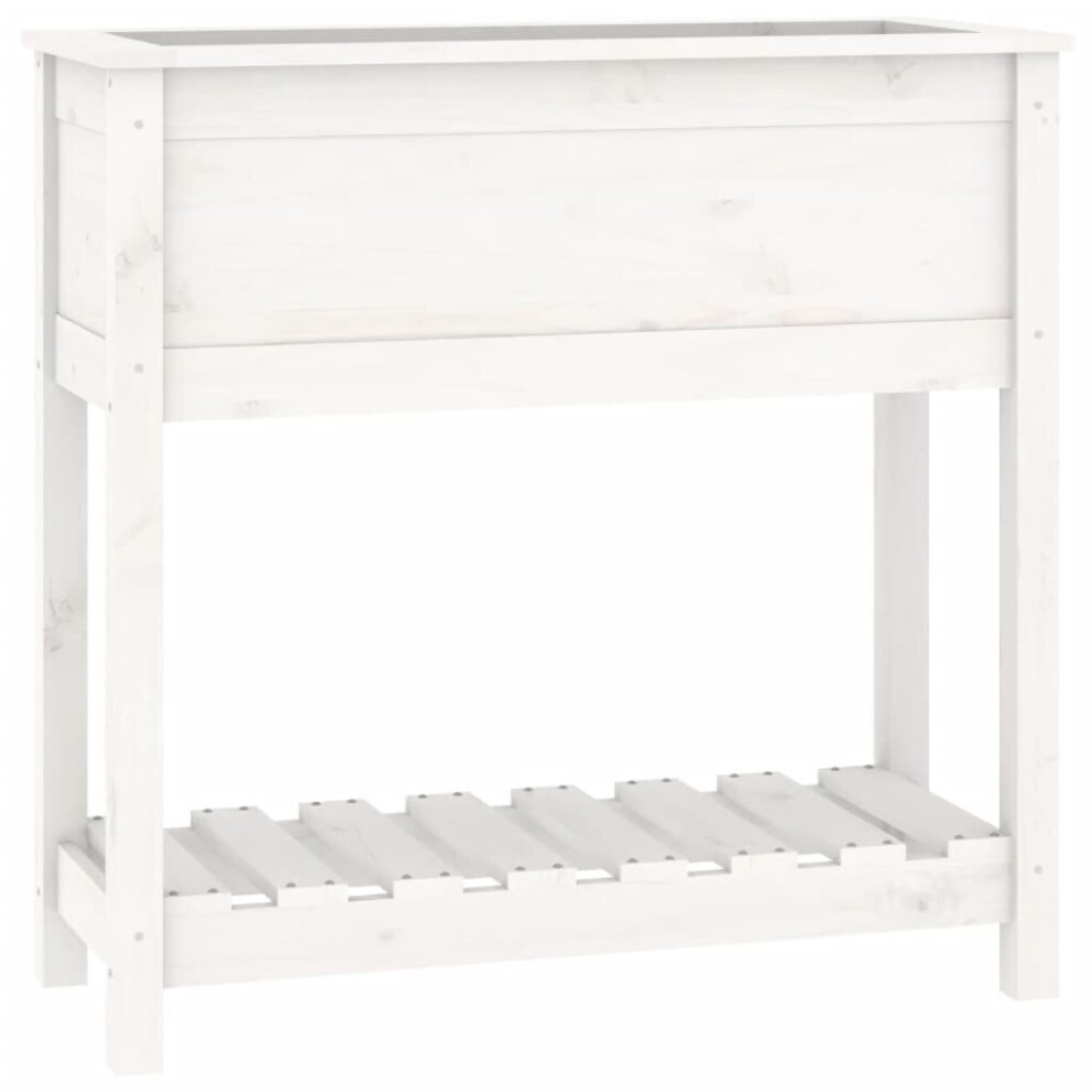 (white, 82.5 x 34.5 x 81 cm) vidaXL Solid Wood Pine Planter with Shelf Plant Raised Bed Multi Colours/Sizes