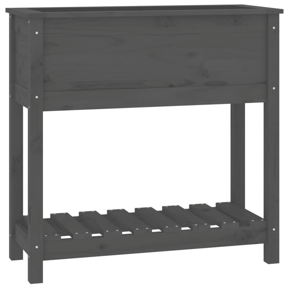 Vidaxl (Grey, 82.5 X 34.5 X 81 Cm) Solid Wood Pine Planter With Shelf Plant Raised Bed Multi Colours/Sizes