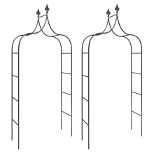 vidaXL 2x Garden Arches Black 120x38x260 cm Steel Rose Arch Pergola Trellis