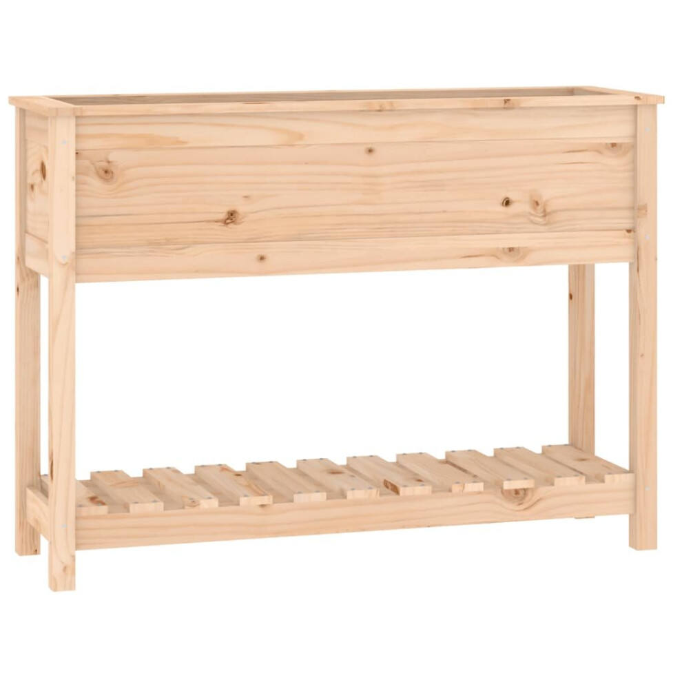 Vidaxl (Brown, 111.5 X 34.5 X 81 Cm) Solid Wood Pine Planter With Shelf Plant Raised Bed Multi Colours/Sizes