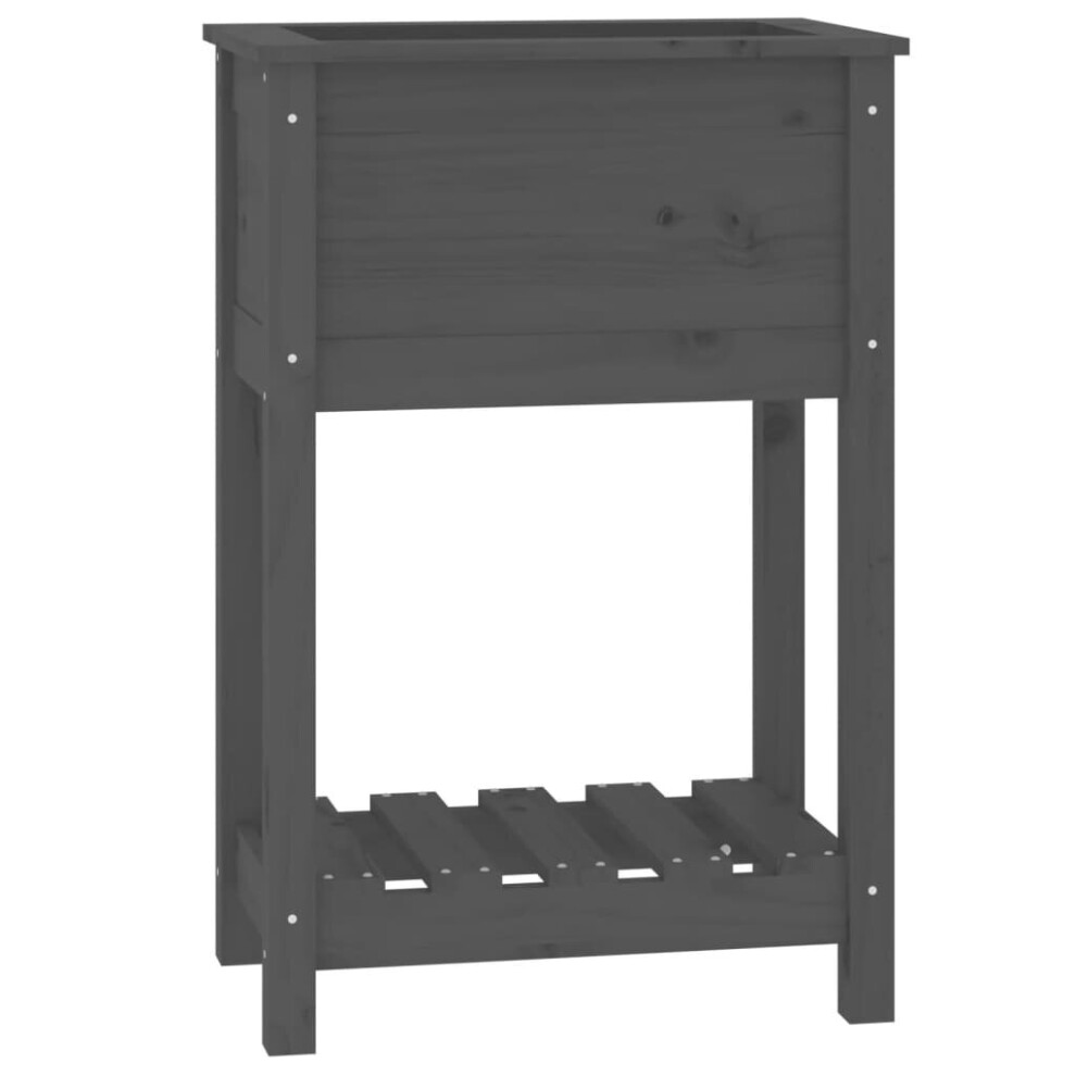Vidaxl (Grey, 54 X 34.5 X 81 Cm) Solid Wood Pine Planter With Shelf Plant Raised Bed Multi Colours/Sizes