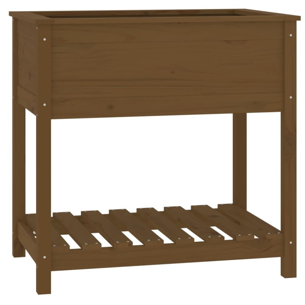 Vidaxl (Honey 82.5 X 54 X 81 Cm) Solid Wood Pine Planter With Shelf Plant Raised Bed Multi Colours/Sizes Brown