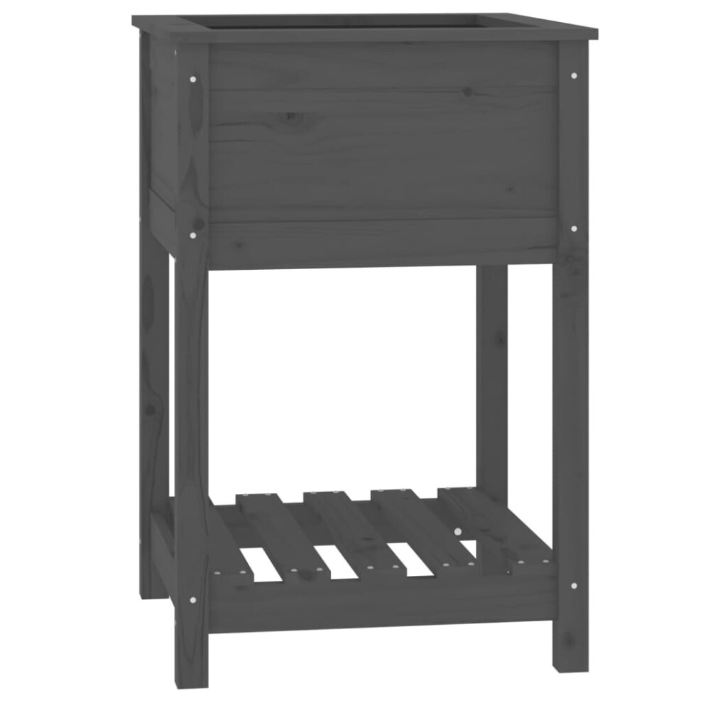 Vidaxl (Grey, 56 X 54 X 81 Cm) Solid Wood Pine Planter With Shelf Plant Raised Bed Multi Colours/Sizes