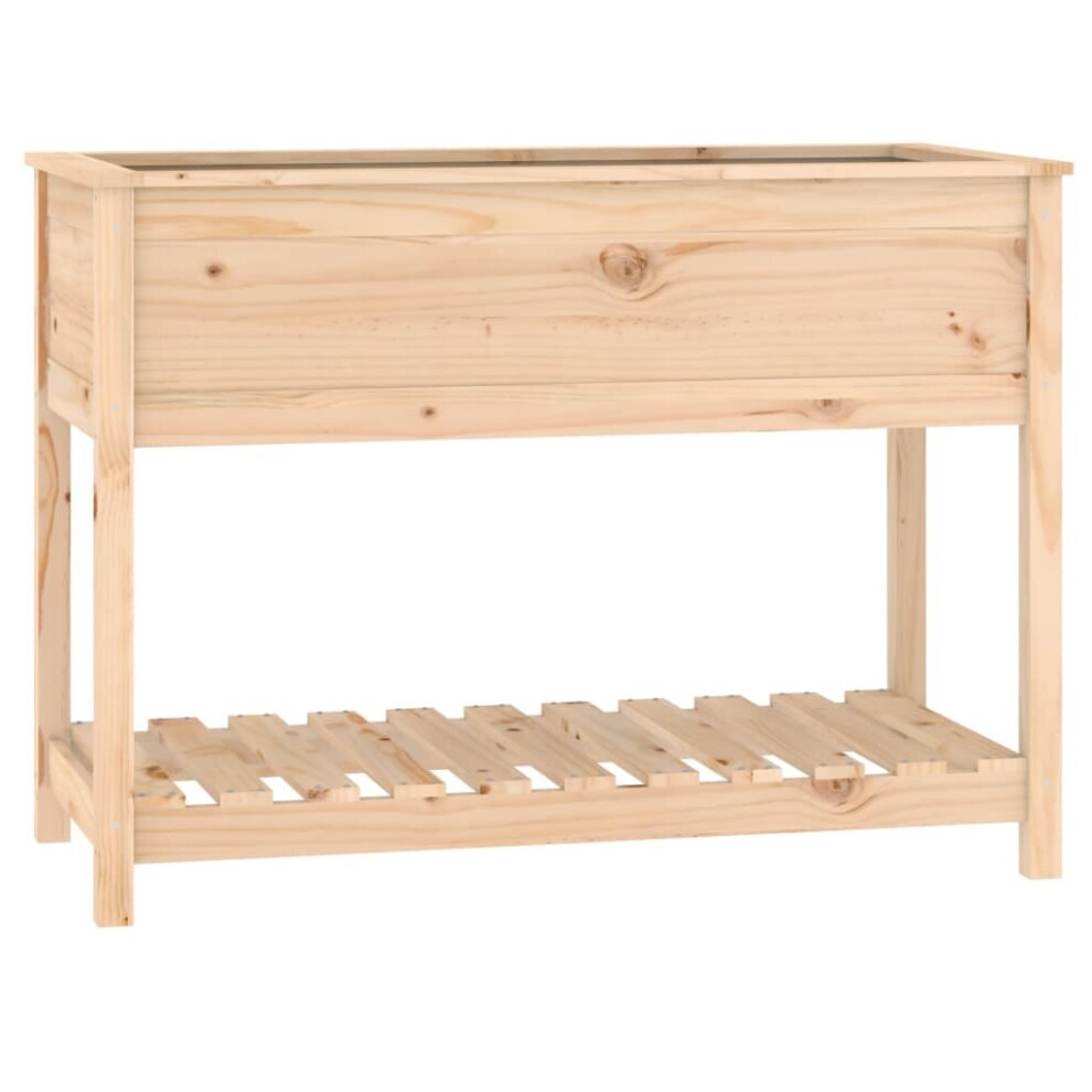 Vidaxl (Brown, 111.5 X 54 X 81 Cm) Solid Wood Pine Planter With Shelf Plant Raised Bed Multi Colours/Sizes