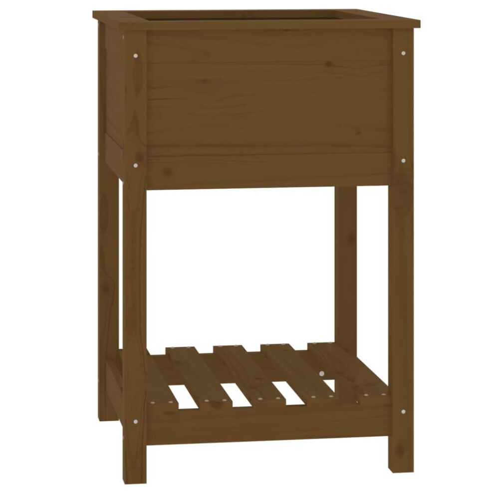 Vidaxl (Honey Brown, 57 X 54 X 81 Cm) Solid Wood Pine Planter With Shelf Plant Raised Bed Multi Colours/Sizes