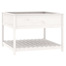 vidaXL Pflanzkübel mit Ablage Weiß 111,5x111,5x81 cm Massivholz Kiefer