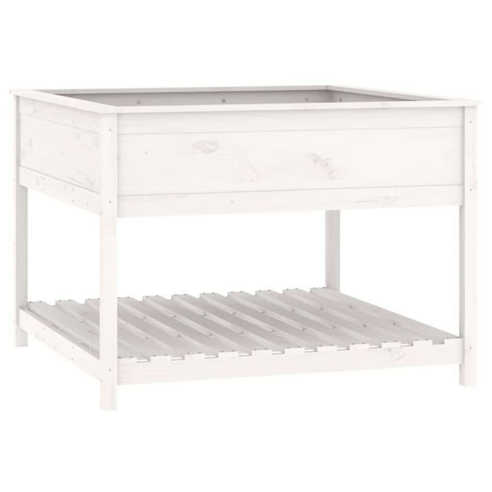 Vidaxl (White, 111.5 X 111.5 X 81 Cm) Solid Wood Pine Planter With Shelf Plant Raised Bed Multi Colours/Sizes