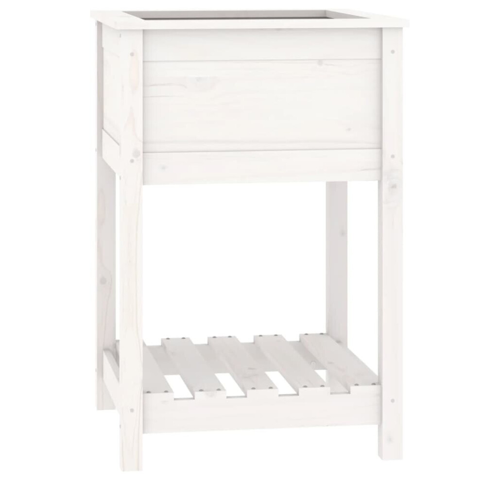Vidaxl (White, 55 X 54 X 81 Cm) Solid Wood Pine Planter With Shelf Plant Raised Bed Multi Colours/Sizes