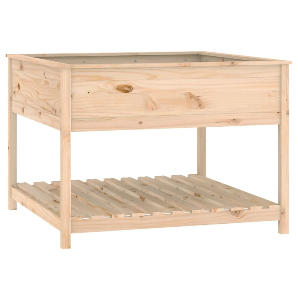 Vidaxl (, 111.5 X 111.5 X 81 Cm) Solid Wood Pine Planter With Shelf Plant Raised Bed Multi Colours/Sizes Brown