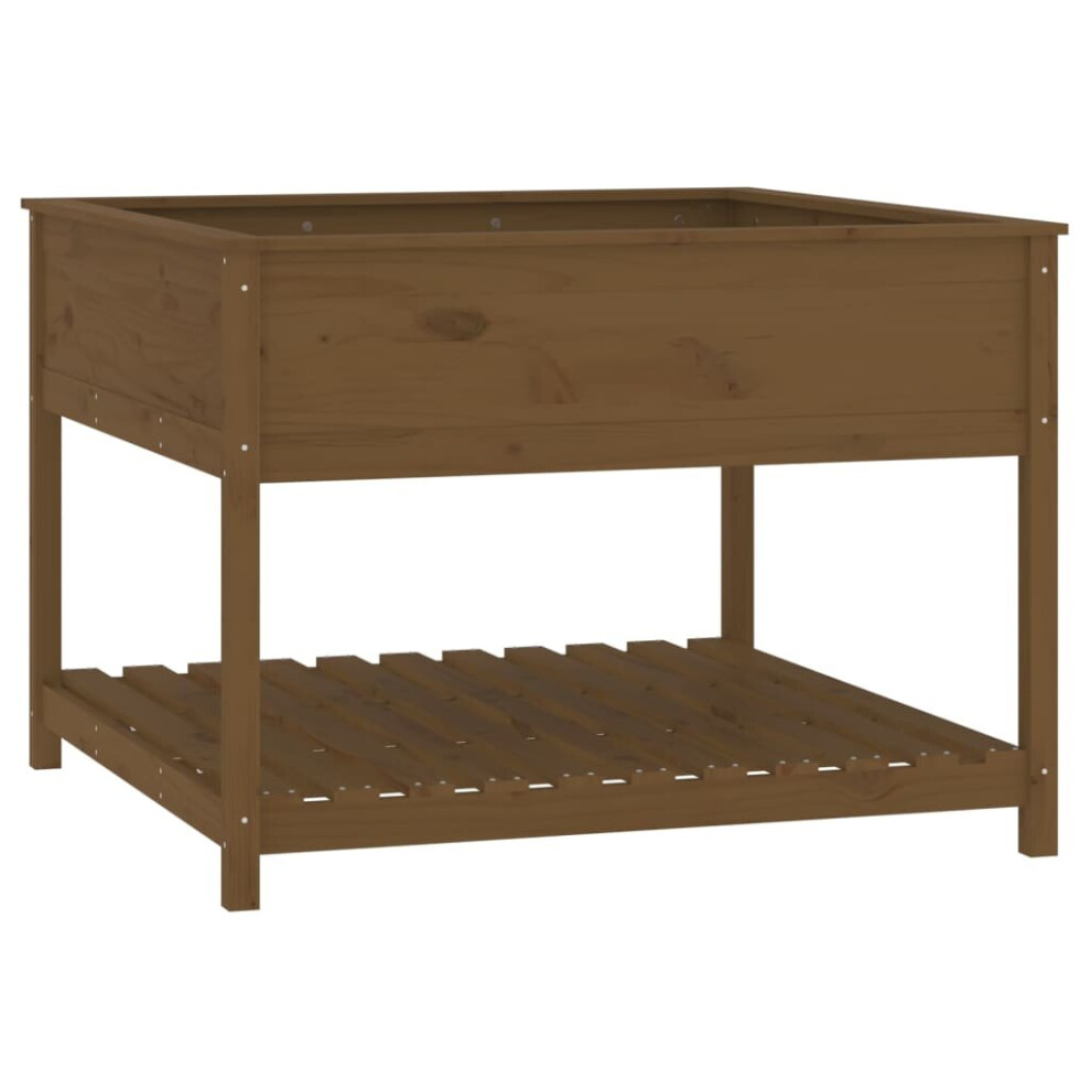 Vidaxl (Honey 111.5 X 111.5 X 81 Cm) Solid Wood Pine Planter With Shelf Plant Raised Bed Multi Colours/Sizes Brown