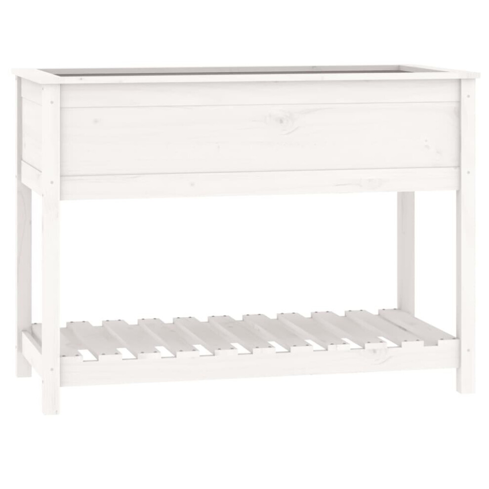 vidaXL Pine Garden Planter with Shelf White 81 x 111.5 x 54cm - Image 2