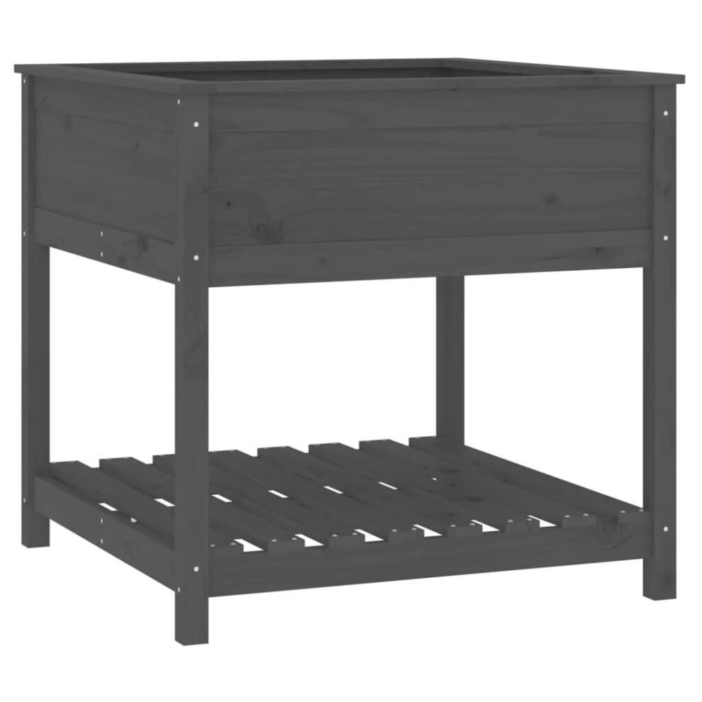 Vidaxl (, 82.5 X 82.5 X 81 Cm) Solid Wood Pine Planter With Shelf Plant Raised Bed Multi Colours/Sizes Grey