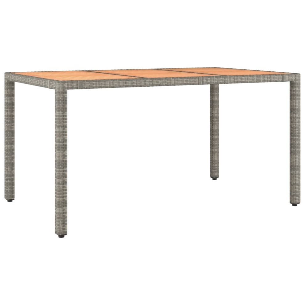 vidaXL Garden Table with Wooden Top Grey Poly Rattan and Solid Wood Acacia