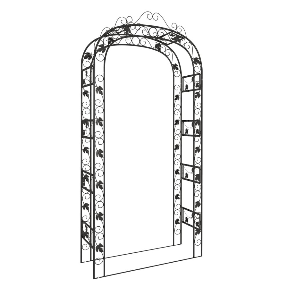 vidaXL Garden Arch Black 116x45x240 cm Steel Rose Arch Pergola Trellis Arbour