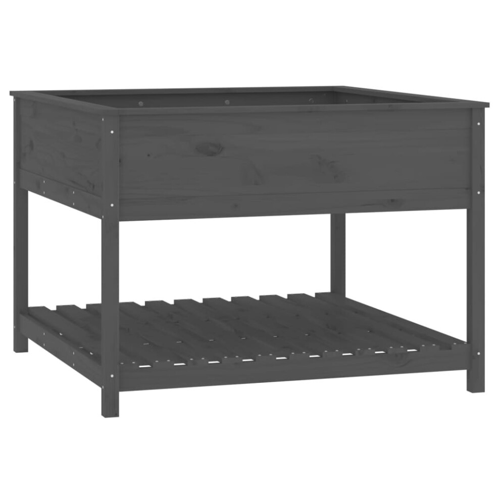 Vidaxl (, 111.5 X 111.5 X 81 Cm) Solid Wood Pine Planter With Shelf Plant Raised Bed Multi Colours/Sizes Grey