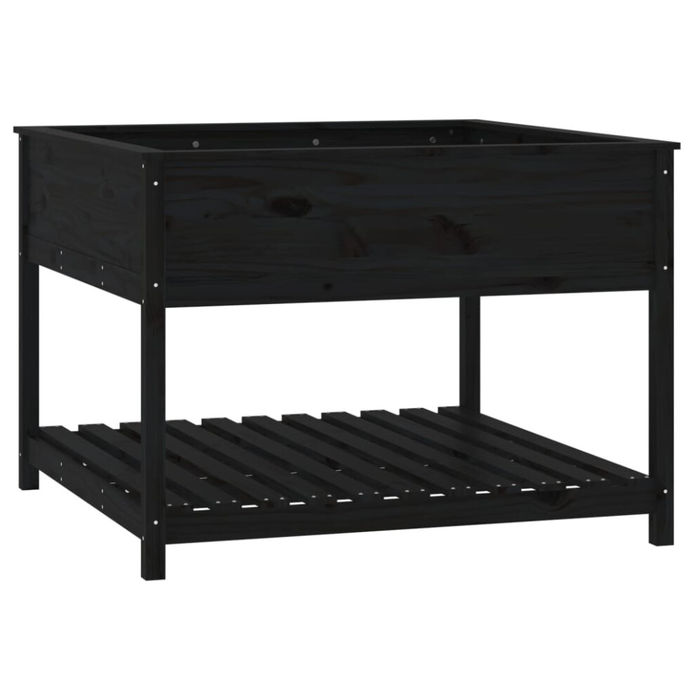 Vidaxl (, 111.5 X 111.5 X 81 Cm) Solid Wood Pine Planter With Shelf Plant Raised Bed Multi Colours/Sizes Black