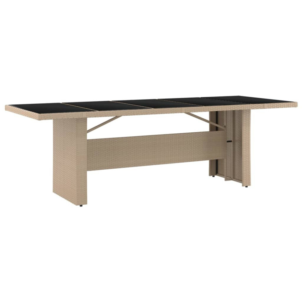 Vidaxl Garden Table With Glass Top Beige Poly Rattan And Tempered Glass Table