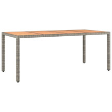 vidaXL Garden Table with Wooden Top Grey Poly Rattan and Solid Wood Acacia