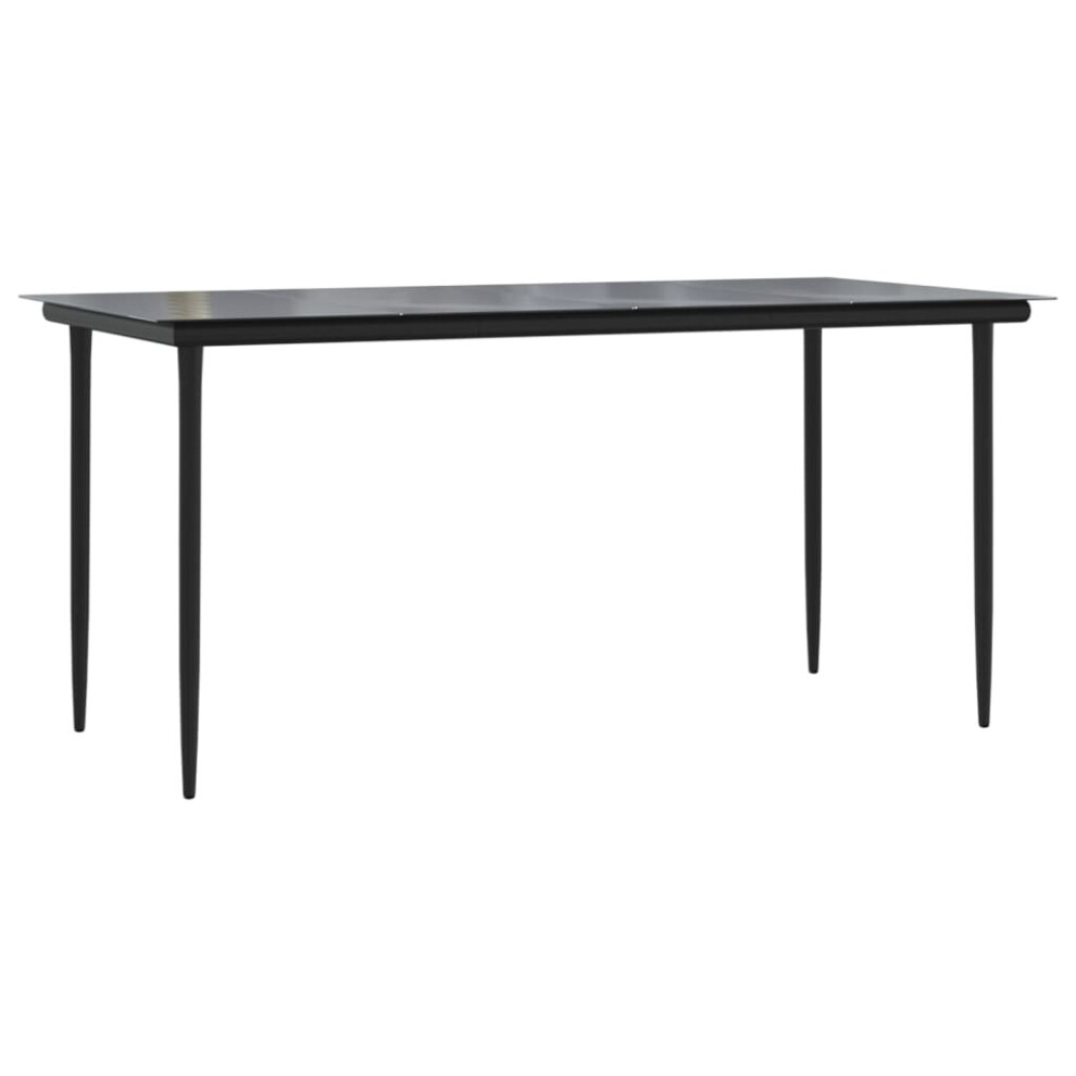 Vidaxl Garden Dining Table 160X80x74cm Steel And Tempered Glass Table Black