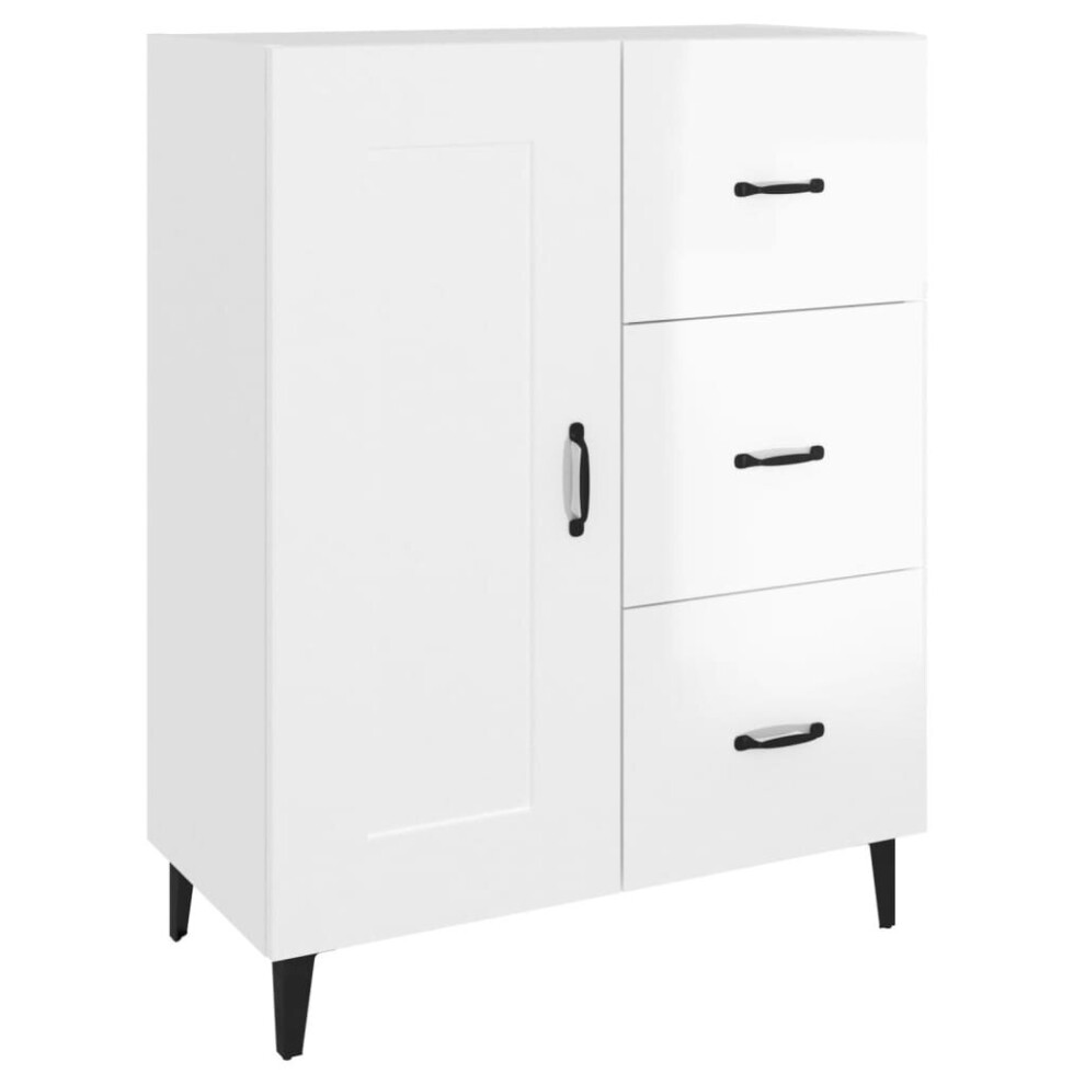 vidaXL Sideboard High Gloss White Engineered Wood Cupboard Home Organiser