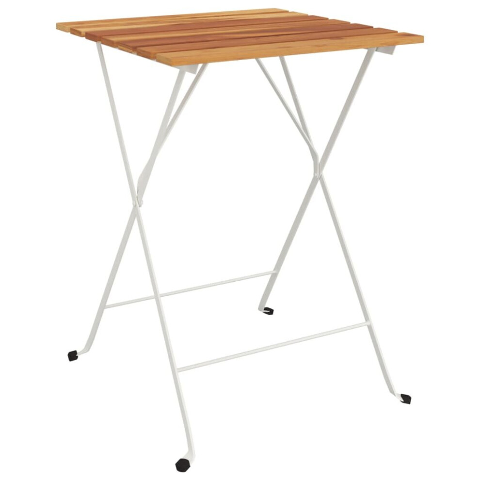 vidaXL Folding Bistro Table 55x54x71 cm Solid Wood Acacia and Steel Table