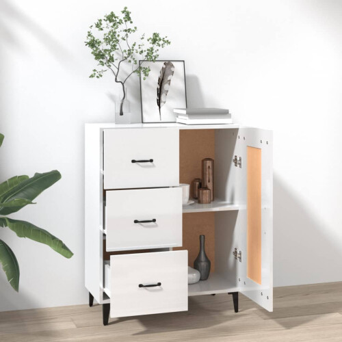 VidaXL vidaXL Sideboard High Gloss White Engineered Wood Cupboard Home Organiser 2
