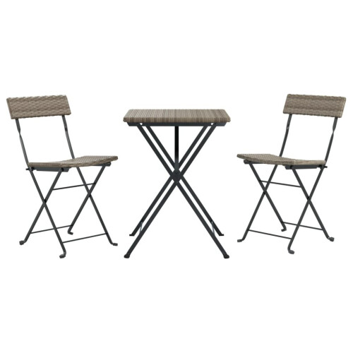 VidaXL vidaXL 3-tlg. Bistro-Set Klappbar Grau Poly Rattan 2