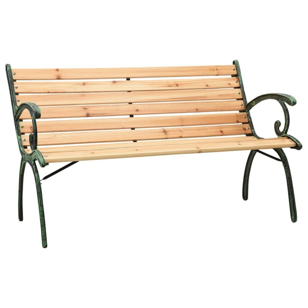 vidaXL Solid Wood Fir Garden Bench 116 cm Cast Iron Park Outdoor Bench Seat